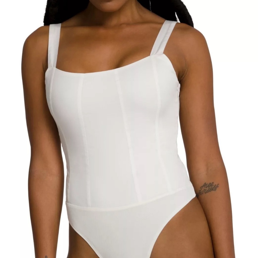 Good American Sleeveless Contoured Poplin Bodysuit Womens 7 / 4X Plus Size White